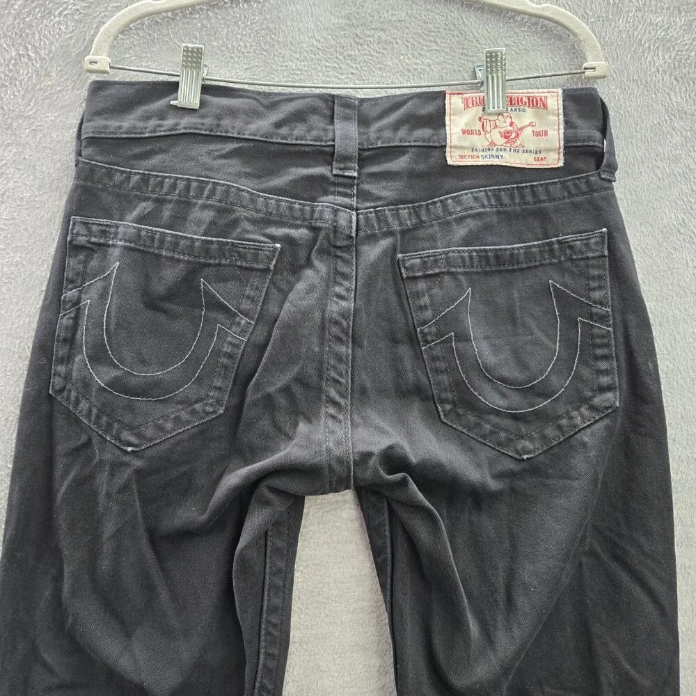True Religion Men Jeans‎ 31 Black Skinny Denim Mid Rise Pockets 33